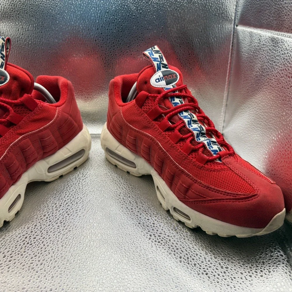 Size 9 Nike Air Max 95 TT Gym Red / Gym Blue-Sail Mens Athletic Shoes AJ1844-600